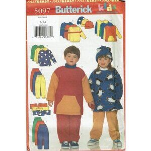 Butterick Sewing Pattern 5097 Top Pants‎ Hat Scarf Child Size 2-4